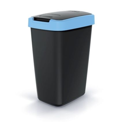 Odpadkový koš s barevným víkem, 12 l, modrá / černá
