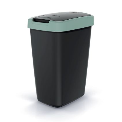 Odpadkový koš s barevným víkem, 12 l, zelená / černá