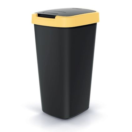 Odpadkový koš s barevným víkem, 25 l, žlutá / černá