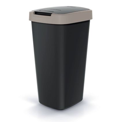 Odpadkový koš s barevným víkem, 25 l, hnědá / černá