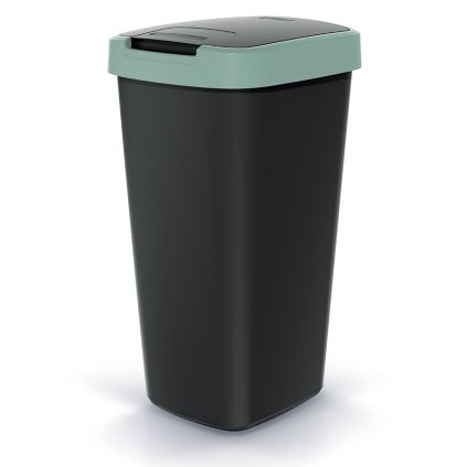 Odpadkový koš s barevným víkem, 25 l, zelená / černá