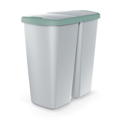 Odpadkový koš DUO šedý, 45 l, zelená / šedá