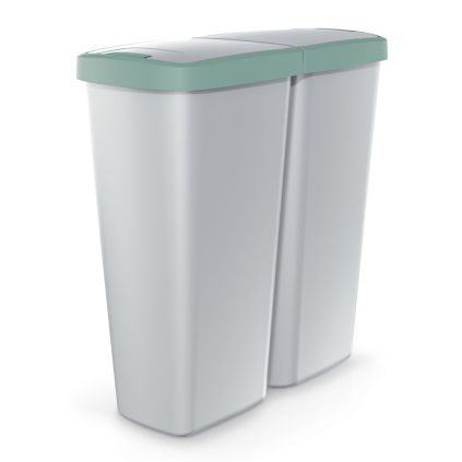 Odpadkový koš DUO šedý, 50 l, zelená / šedá