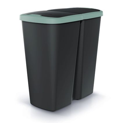 Odpadkový koš DUO černý, 45 l, zelená / černá