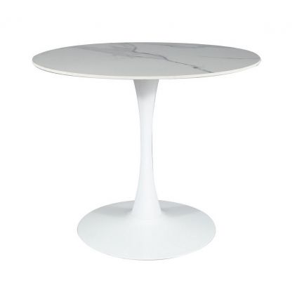 Jídelní stůl Espero 90 cm, mramor / bílá