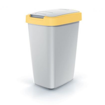Odpadkový koš s barevným víkem, 12 l, žlutá / šedá