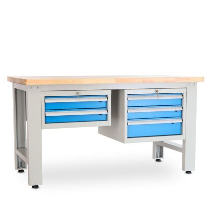 Dílenský stůl Solid OAK-23, 150 cm, 2 závěsné boxy, dub