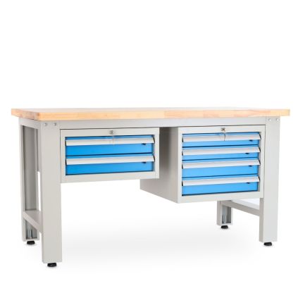 Dílenský stůl Solid OAK-24, 150 cm, 2 závěsné boxy, dub