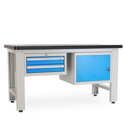Dílenský stůl Solid MDF-21, 150 cm, 2 závěsné boxy, černá