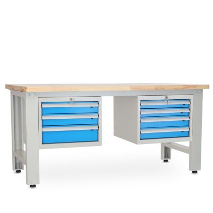 Dílenský stůl Solid OAK-34, 180 cm, 2 závěsné boxy, dub