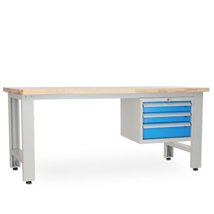 Dílenský stůl Solid OAK-03, 210 cm, závěsný box, dub
