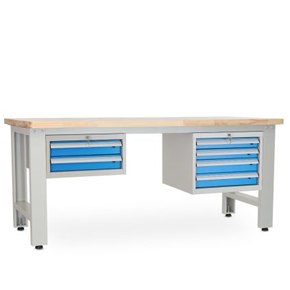 Dílenský stůl Solid OAK-24, 210 cm, 2 závěsné boxy, dub