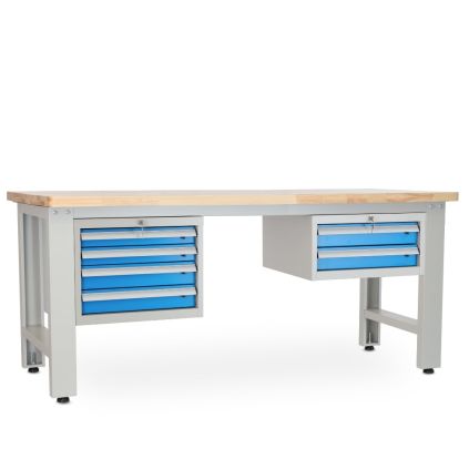 Dílenský stůl Solid OAK-42, 210 cm, 2 závěsné boxy, dub