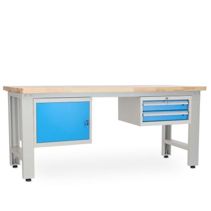 Dílenský stůl Solid OAK-12, 210 cm, 2 závěsné boxy, dub