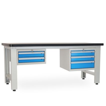Dílenský stůl Solid MDF-23, 210 cm, 2 závěsné boxy, černá