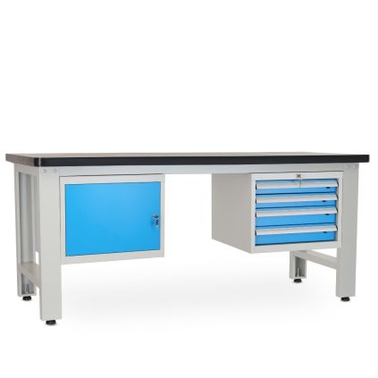 Dílenský stůl Solid MDF-14, 210 cm, 2 závěsné boxy, černá