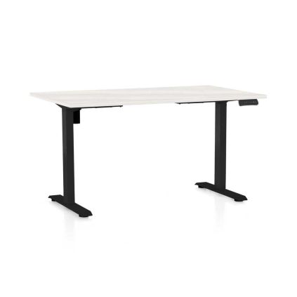 Výškově nastavitelný stůl OfficeTech B, 120 x 80 cm, černá podnož, bílý jasan