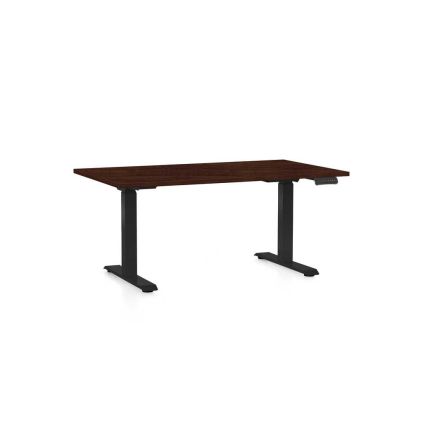 Výškově nastavitelný stůl OfficeTech C, 120 x 80 cm, černá podnož, wenge
