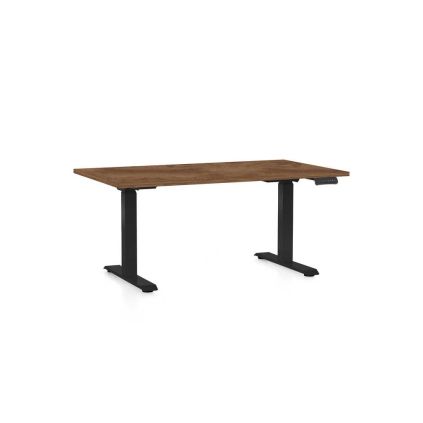 Výškově nastavitelný stůl OfficeTech C, 120 x 80 cm, černá podnož, dub silverjack