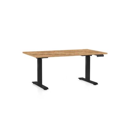 Výškově nastavitelný stůl OfficeTech C, 140 x 80 cm, černá podnož, dub zlatý