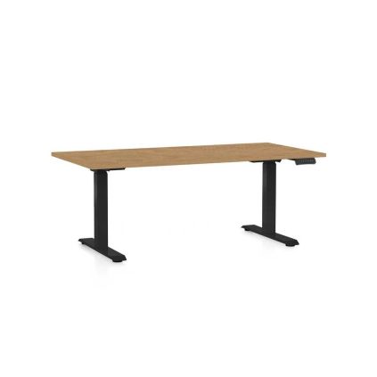 Výškově nastavitelný stůl OfficeTech C, 160 x 80 cm, černá podnož, dub kamenný