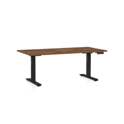 Výškově nastavitelný stůl OfficeTech C, 160 x 80 cm, černá podnož, dub silverjack