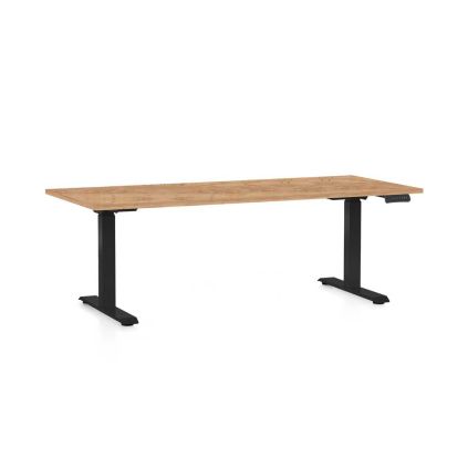 Výškově nastavitelný stůl OfficeTech C, 180 x 80 cm, černá podnož, dub kraft