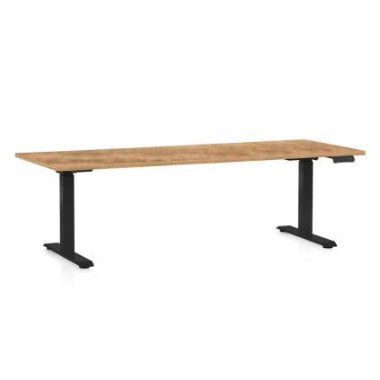 Výškově nastavitelný stůl OfficeTech C, 200 x 80 cm, černá podnož, dub zlatý