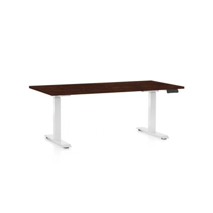 Výškově nastavitelný stůl OfficeTech D, 160 x 80 cm, bílá podnož, wenge
