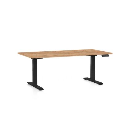 Výškově nastavitelný stůl OfficeTech D, 160 x 80 cm, černá podnož, dub kraft