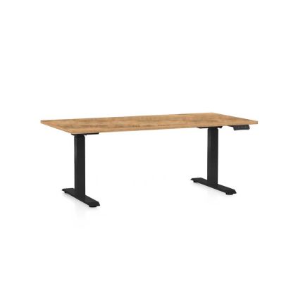Výškově nastavitelný stůl OfficeTech D, 160 x 80 cm, černá podnož, dub zlatý