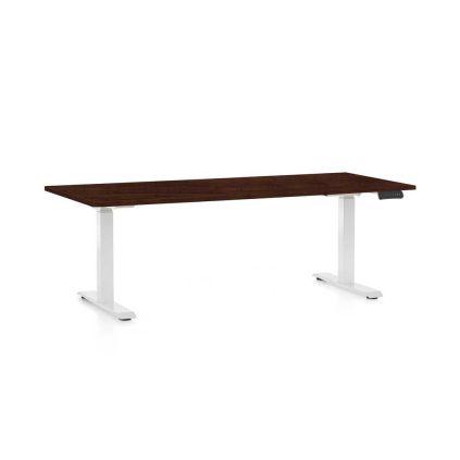 Výškově nastavitelný stůl OfficeTech D, 180 x 80 cm, bílá podnož, wenge