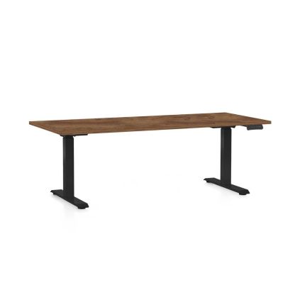 Výškově nastavitelný stůl OfficeTech D, 180 x 80 cm, černá podnož, dub silverjack