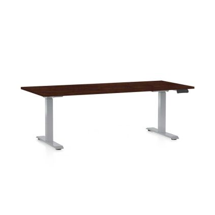 Výškově nastavitelný stůl OfficeTech D, 180 x 80 cm, šedá podnož, wenge