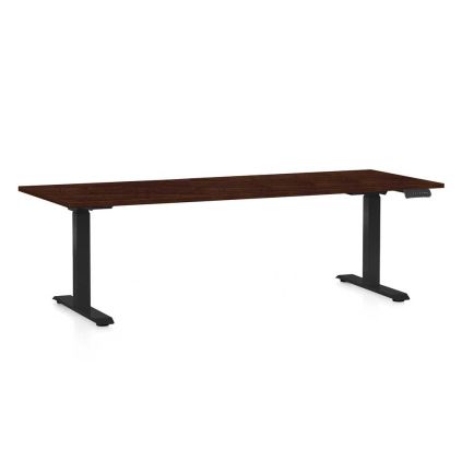Výškově nastavitelný stůl OfficeTech D, 200 x 80 cm, černá podnož, wenge