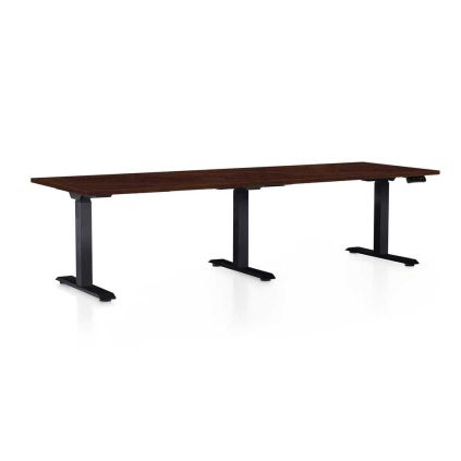 Výškově nastavitelný stůl OfficeTech Long, 240 x 80 cm, černá podnož, wenge