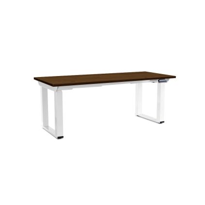 Výškově nastavitelný stůl OfficeTech Strong 180 x 80 cm, bílá podnož, ořech