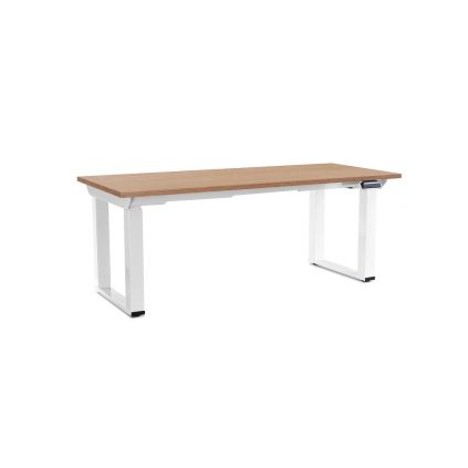 Výškově nastavitelný stůl OfficeTech Strong 180 x 80 cm, bílá podnož, dub