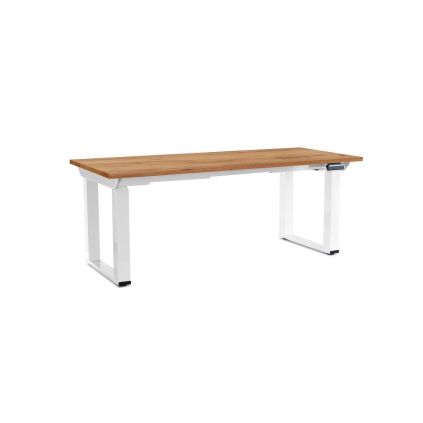 Výškově nastavitelný stůl OfficeTech Strong 180 x 80 cm, bílá podnož, dub kraft