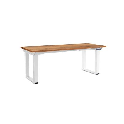 Výškově nastavitelný stůl OfficeTech Strong 180 x 80 cm, bílá podnož, dub zlatý