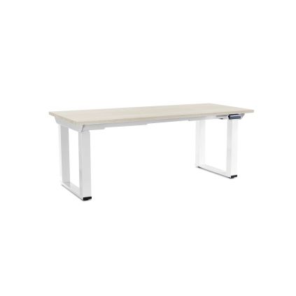Výškově nastavitelný stůl OfficeTech Strong 180 x 80 cm, bílá podnož, bílý jasan