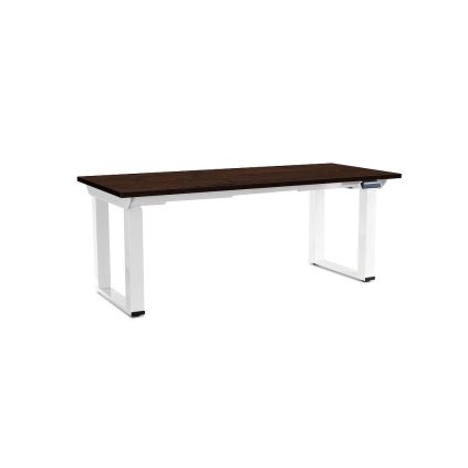 Výškově nastavitelný stůl OfficeTech Strong 180 x 80 cm, bílá podnož, wenge