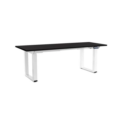 Výškově nastavitelný stůl OfficeTech Strong 200 x 80 cm, bílá podnož, černá