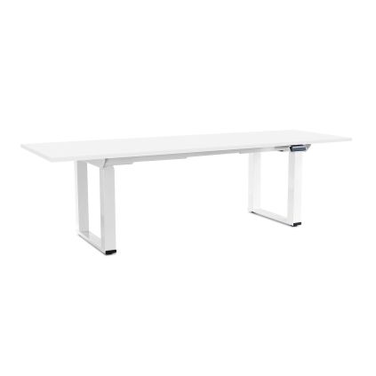 Výškově nastavitelný stůl OfficeTech Strong 240 x 80 cm, bílá podnož, bílá