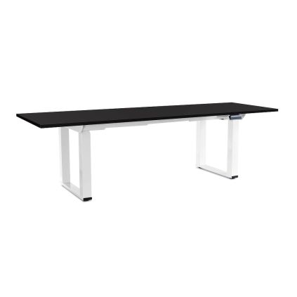 Výškově nastavitelný stůl OfficeTech Strong 240 x 80 cm, bílá podnož, černá