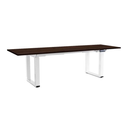 Výškově nastavitelný stůl OfficeTech Strong 240 x 80 cm, bílá podnož, wenge