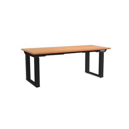 Výškově nastavitelný stůl OfficeTech Strong 180 x 80 cm, černá podnož, buk