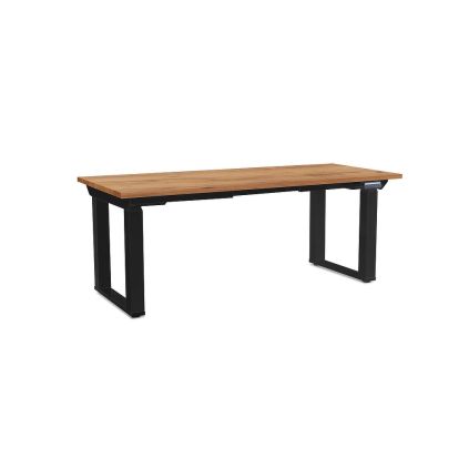 Výškově nastavitelný stůl OfficeTech Strong 180 x 80 cm, černá podnož, dub kraft