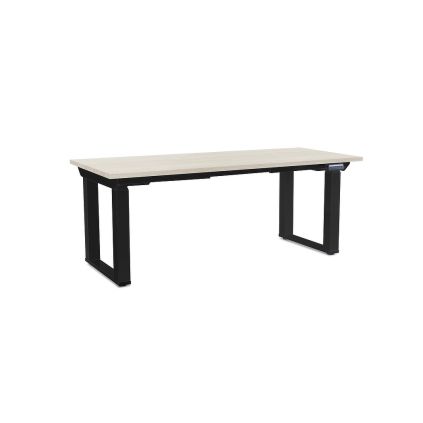 Výškově nastavitelný stůl OfficeTech Strong 180 x 80 cm, černá podnož, bílý jasan