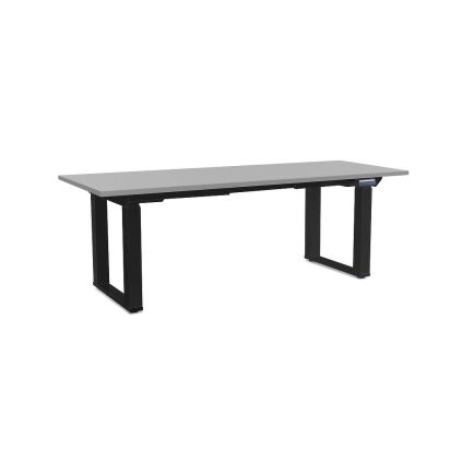 Výškově nastavitelný stůl OfficeTech Strong 200 x 80 cm, černá podnož, světle šedá